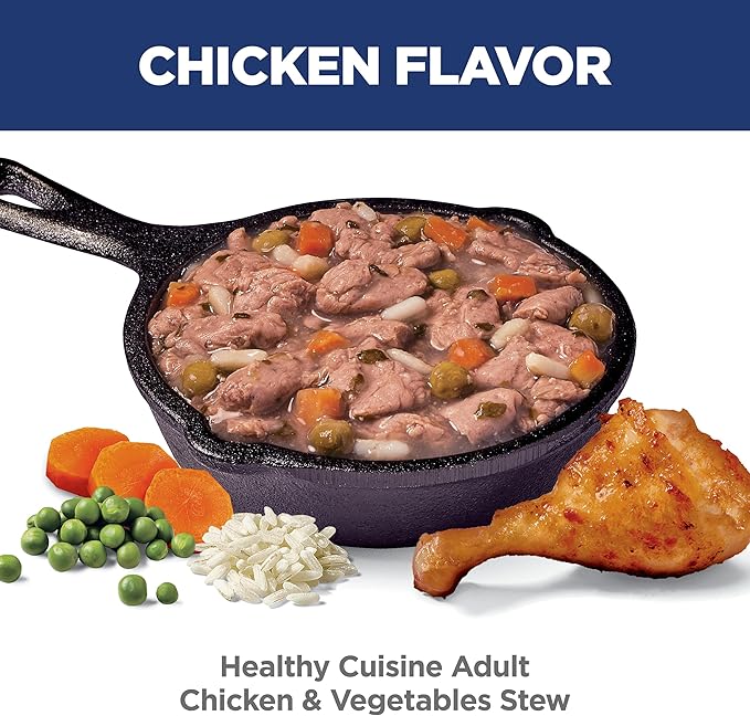 Hill's Science Diet Adult 1-6 Healthy Cuisine Wet Dog Food, Chicken & Vegetables Stew, 2.8 oz. Pouches, 24-Pack