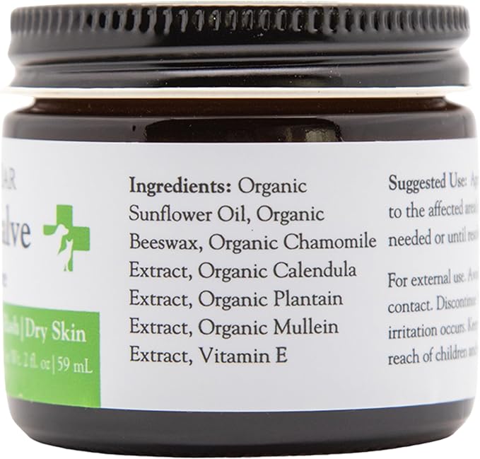 Organic Soothing Salve for Dogs & Cats – Lick-Safe First Aid Wound Care & Skin Healing with Beeswax & Calendula | Cracked Paws, Noses, Hot Spots, Itchy Skin & Minor Wounds | 2oz