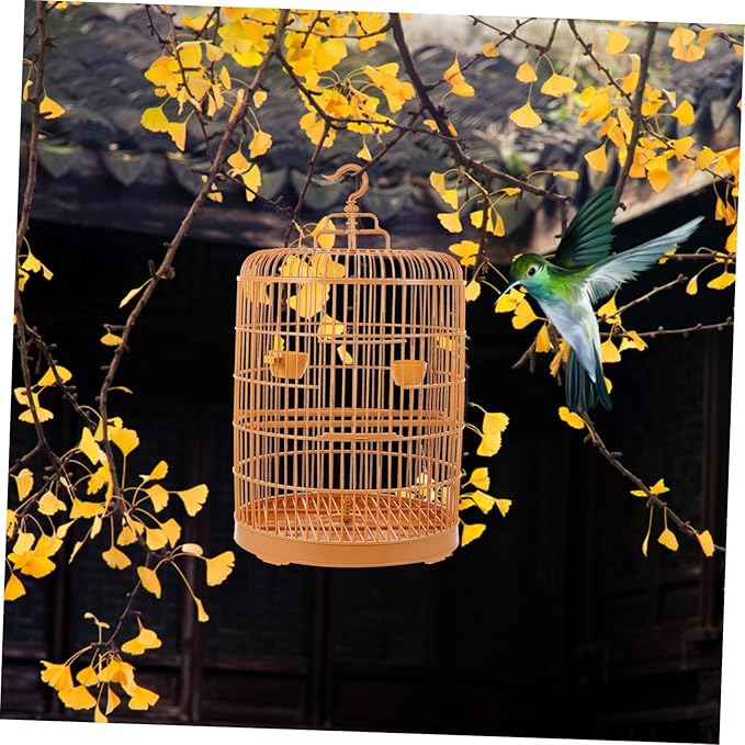 VICASKY Plastic Hanging Bird Cage for Small Birds and Parakeets Durable Round Shape Door Spacious Design for Pet Safety and Comfort Stylish Cage Decoration for Finches and Lovebirds