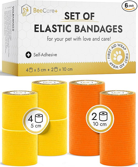 Cat & Dog Bandages for Wounds Protect from Licking and Dirt – Set of 4 pcs x 5 cm + 2 pcs x 10 cm – Dog Wound Care from Natural Rubber Latex