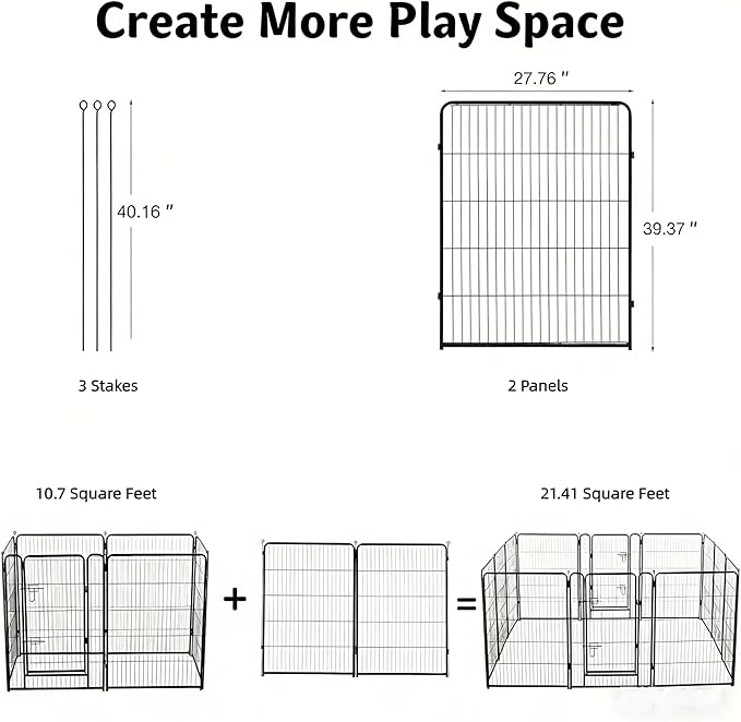 Simple Deluxe Dog Playpen Outdoor Indoor, 40 Inch 2 Panels Dog Fence for Small Dogs Puppy, Perfect Dog Pen for Camping, Yard, RV, Garden Fence, Black