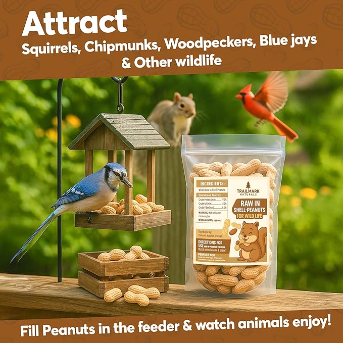 25 LB - Raw Peanuts For Squirrels, Raw In Shell Peanuts For Birds and Wildlife- Squirrel Food, Wild Bird Seed - Grown in The USA