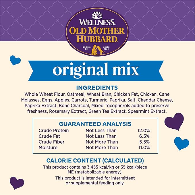 Old Mother Hubbard Wellness Classic Original Mix Dog Biscuits, Natural Training Treats, 4 Flavors, Small Size, 20 oz Bag (Pack of 2)