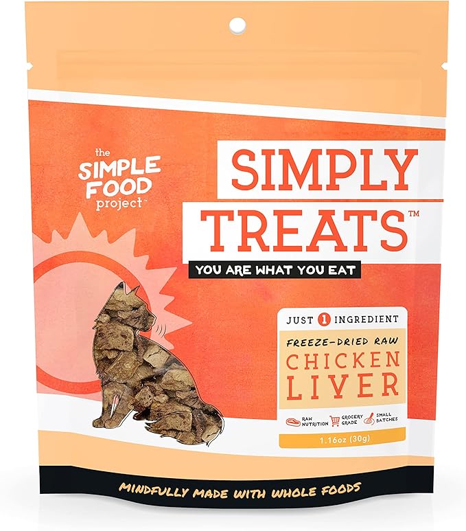 Simple Food Project The Freeze Dried Raw Cat Treats Grain Free, All Natural, with Just 1 Ingredient - Chicken Liver