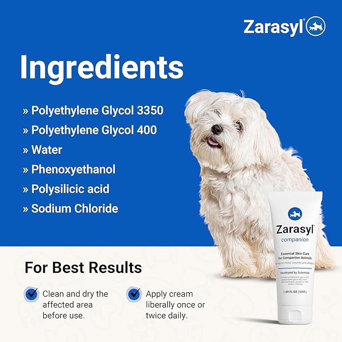 Zarasyl Companion Essential Skin Care Ointment for Cats and Dogs, 1.69 oz. – Protects & Moisturizes Skin & Tissues for Optimal Wound Care – First Aid Salve Cream for Wounds