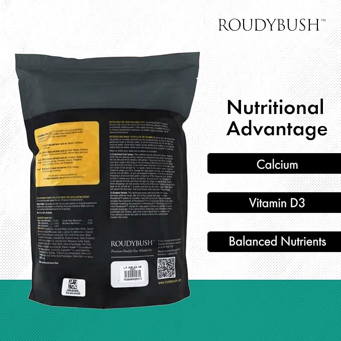 Roudybush Low Fat Food for Adult Birds & Chicks - Scientifically Formulated Bird Feed - Bird Food Pellets w/ Corn, Wheat, Soy & More - Nutritious & Healthy Feed for Birds (Nible, 10lb)