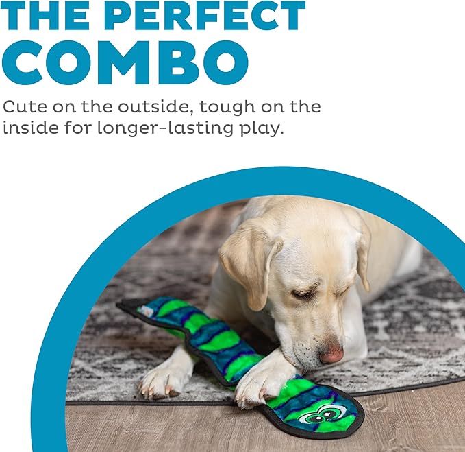 Outward Hound Invincibles 3 Squeak Sneak, Blue, Durable Dog Toy for Aggressive Chewers