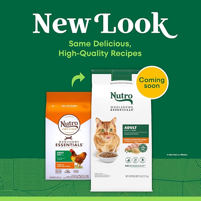 Nutro Wholesome Essentials Dry Cat Food, Adult Cat Food Dry Chicken & Brown Rice Recipe, 5 lb. Bag