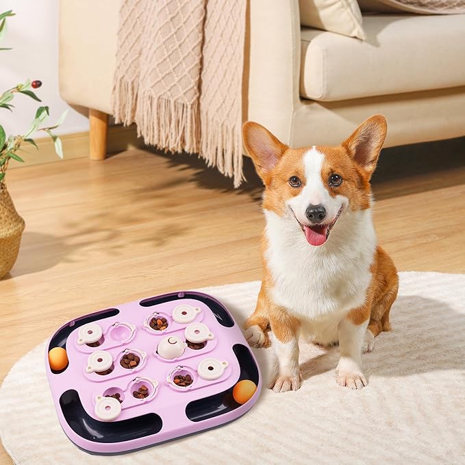 LACCEN Cat Puzzle Toy, 2 in 1 Interactive Cat Toys with Track Ball, Mental Stimulation Puzzle Games Food Dispenser Physical Exercise Slow Feeder Enrichment Toys for Bored Indoor Adult Kitten Cats
