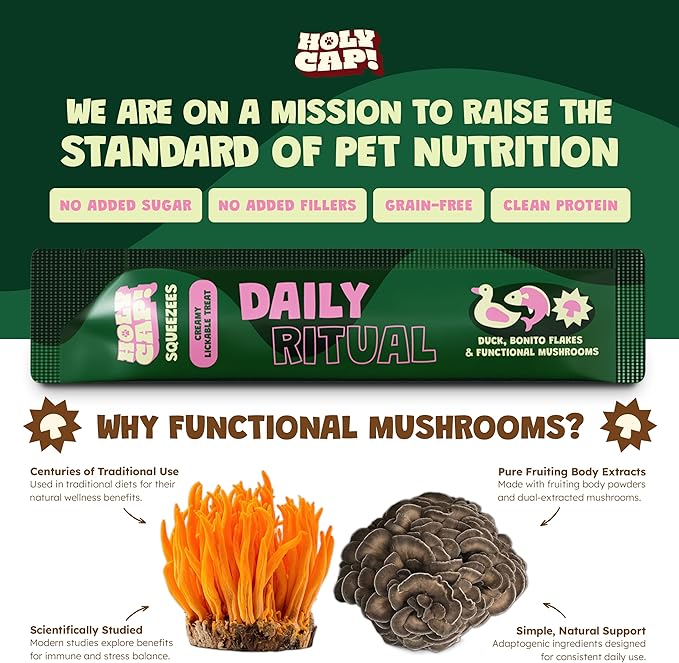 Daily Ritual Grain-Free Lickable Cat Treats, 5 Squeezable Purée Tubes (0.5 oz Each), Duck & Tuna Flavor, Creamy Cat Purée with Clean Ingredients, Hand-Fed Treat or Meal Topper