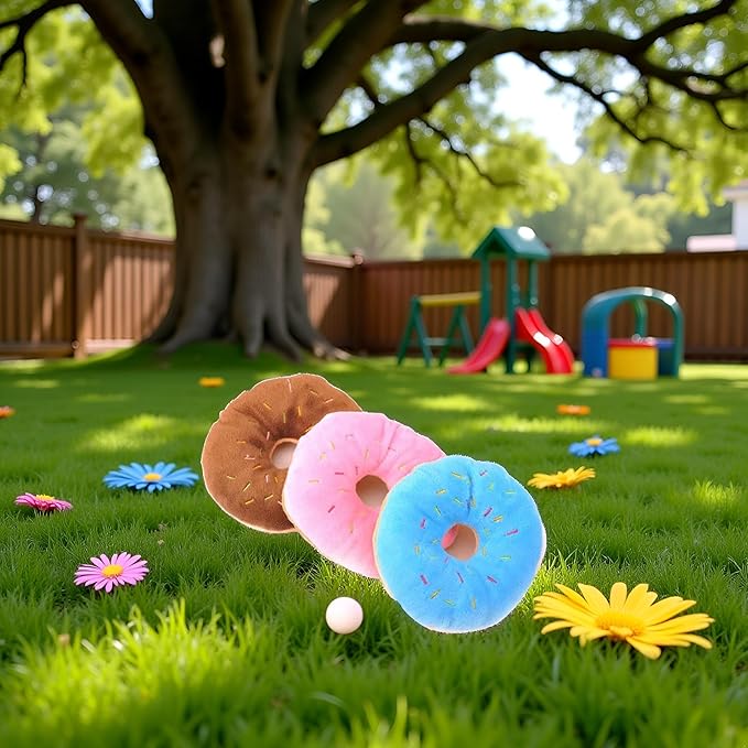Random Color Pet Toy Donut-Shape Squeaky Squeaker Puppy Dog Pet Cat Kitten Sound Chews Toy Sturdy and Practical Simple and Sophisticated Design