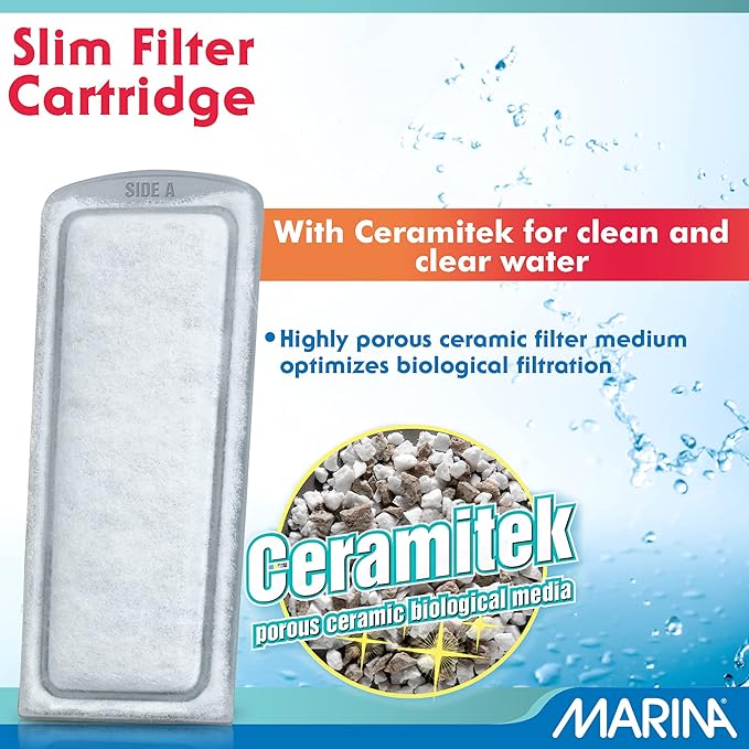 Marina Bio Clear Ceramic Replacement Cartridge for Slim Filters, 3 Pack – Optimal Filtration for a Healthy Aquarium,White