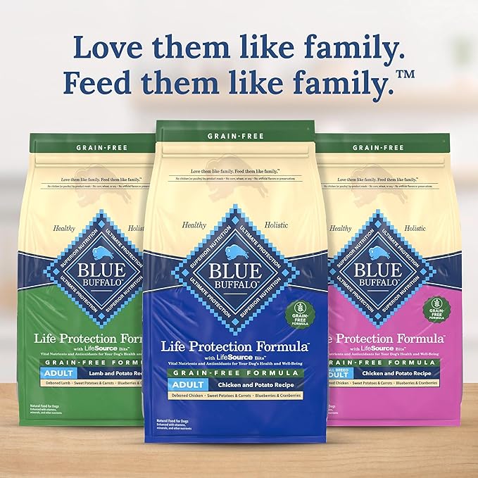Blue Buffalo Life Protection Formula Natural Grain Free Adult Dry Dog Food, with Chicken and Potatoes, 24 lb. Bag