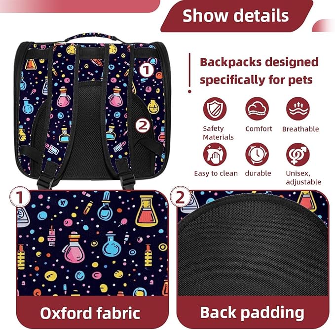 Airline Approved Soft Sided Pet Carrier, Chemistry Science Laboratory (8) Pet Travel Bag for Cats & Dogs, Durable, Breathable Pet Travel Bag for Airplane, Car & Train
