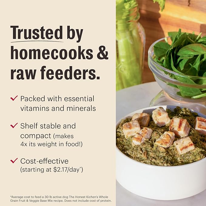 The Honest Kitchen Human Grade Wholemade™ Dehydrated Dog Food, Grain Free Fruit & Veggie Base Mix Dog Food (Just Add Protein), 3 lb Bag
