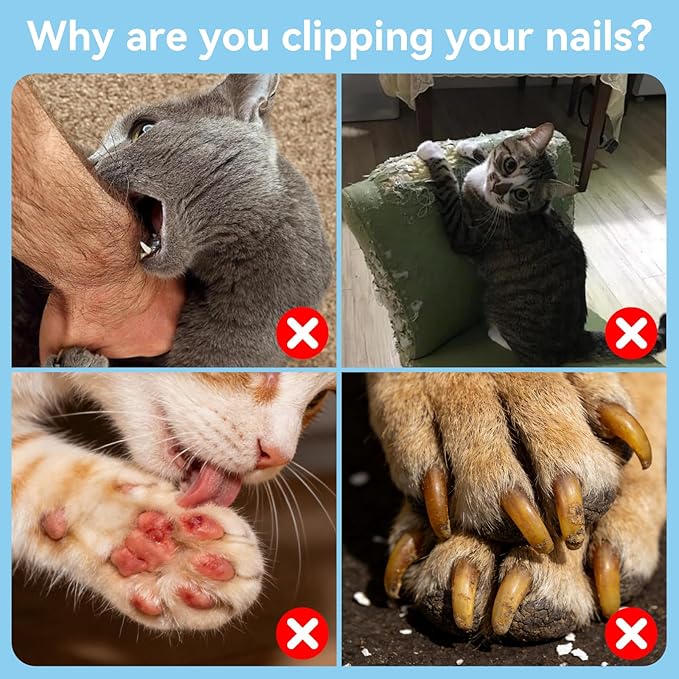 Pet Nail Clippers Kit for Cats and Dogs, Professional Grooming Set with Cat and Dog Nail Clippers, Nail File, Hairbrush, 10 Wet Wipes, Storage Case