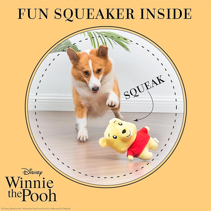 Disney for Pets Winnie the Pooh: Beary Fun Plush Buddy for Dogs, 9in Dog Toys | Plush Toy for Dogs Inspired by Winnie the Pooh with Crinkle and Squeaker
