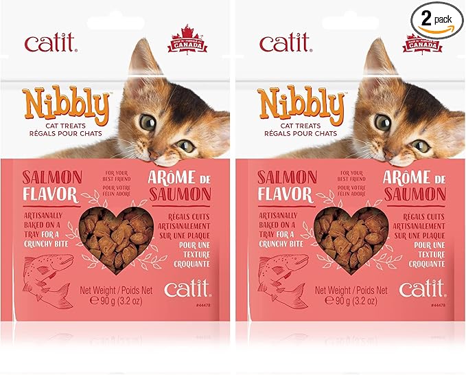 Catit Nibbly Cat Treats, Healthy Baked Treats, Salmon, 3.2 Oz (Pack of 2)