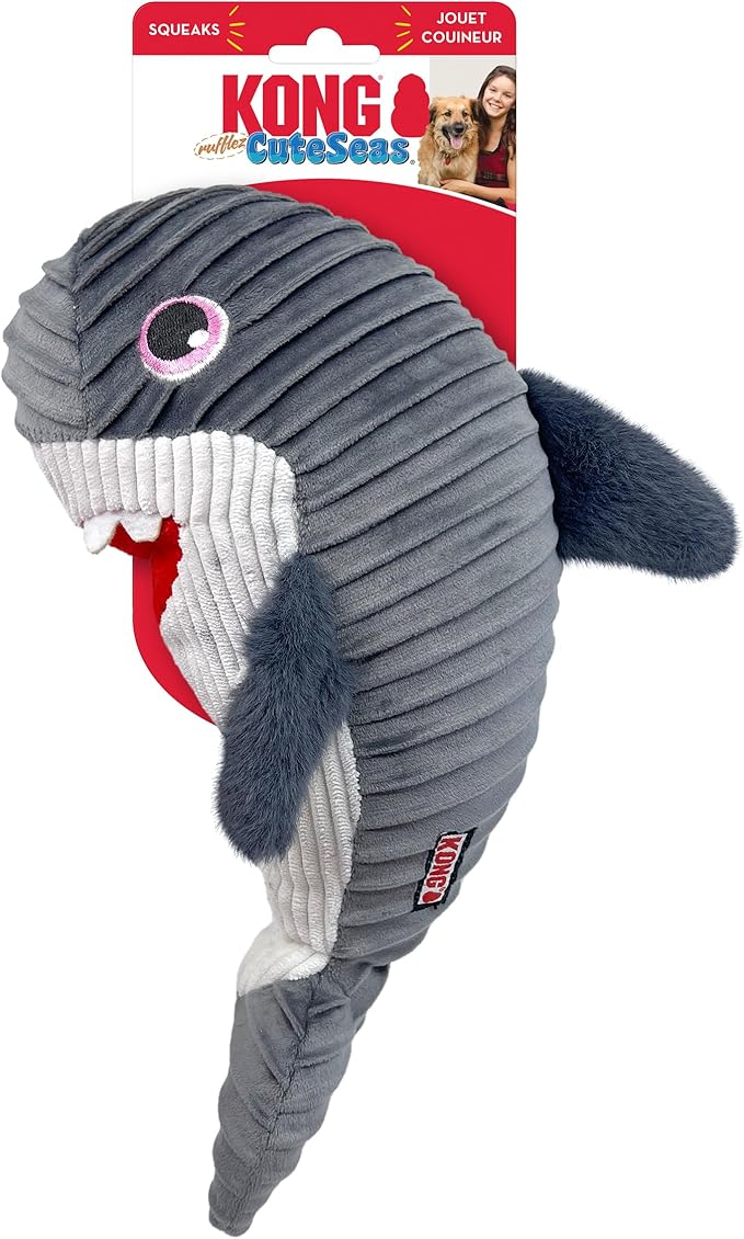KONG Cuteseas Rufflez Soft Ridged Plush Dog Toy (Shark/Octopus)
