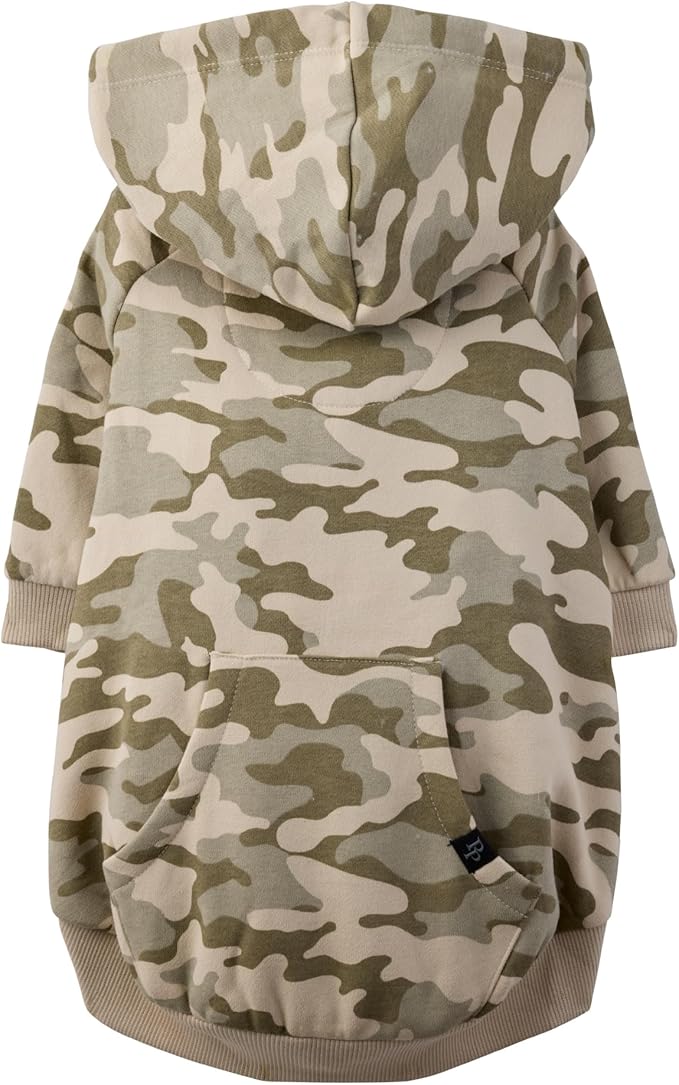Pet Passion Rocky II - The Extra Comfy Hoodie, Organic Cotton and Recycled Poly Dog Hoodie Pet Coat Sweater for Small, Medium, Large Dogs, Sage Camo, XXX-Small (up to 5lbs)