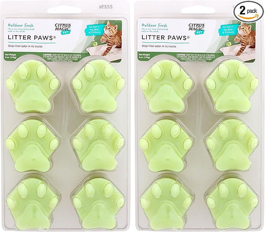 Citrus Magic Pet Odor Control Paws for Litter, Outdoor Fresh, 6-Count, Pack of 2