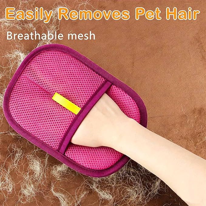 Pet Hair Removal Glove - Electrostatic Cat Dog Hair Remover Glove, Reusable Magic Brush Pet Hair Remover Tool for Couch, Carpet, and Car Seat (Pink,1 Pack)