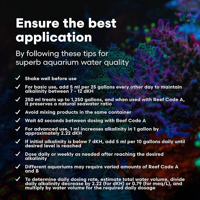 Brightwell Aquatics - Reef Code B - Balanced Calcium & Alkalinity System Water Conditioner - for All Saltwater Marine Fish & Reef Fish Tanks - Aquarium Water Treatments, 33.8 fl oz