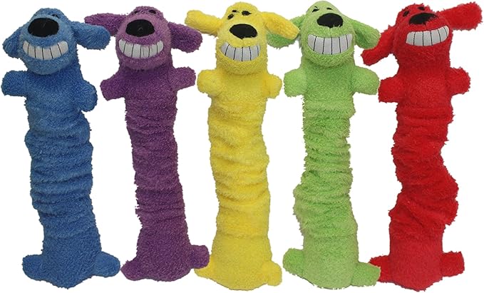 Multipet 47832 Bungee Scrunchy Loofa Squeak Dog Toy, 12-Inch, Assorted Color