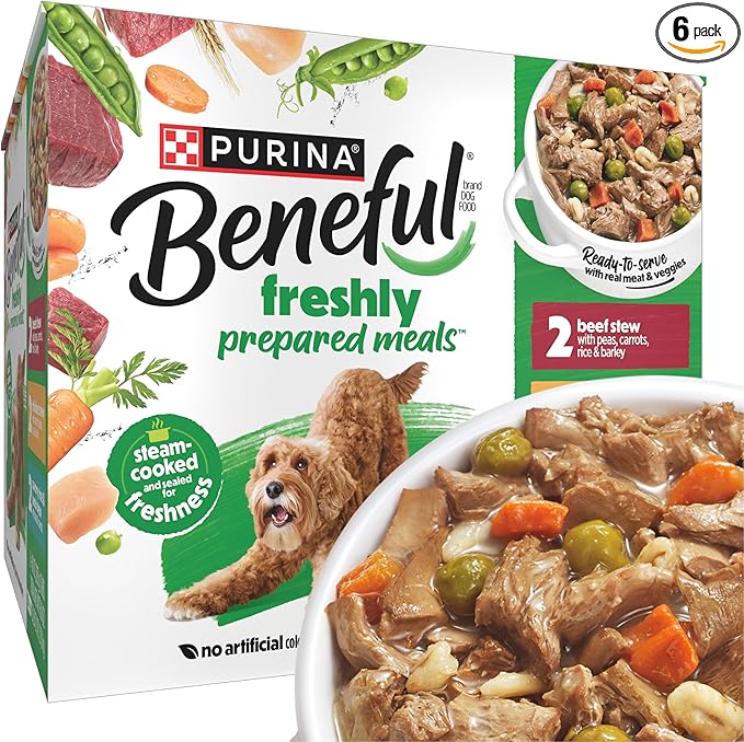 Purina Beneful Protein Gravy Wet Dog Food Variety Pack Freshly Prepared Meals Stew - (Pack of 6) 10 oz. Tubs
