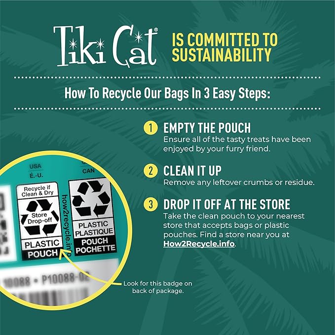Tiki Cat Soft & Chewy Treats, Tuna Flavor, 3 Calories Per Treat with Grain-Free and No Added Gluten, 6 oz Pouch (Pack of 1)