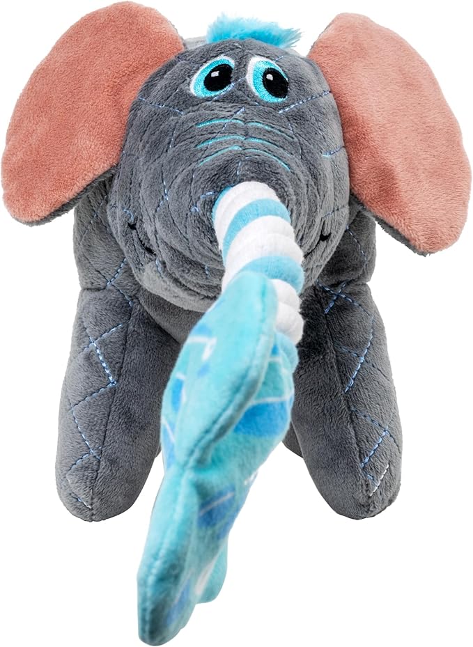 KONG Bendeez Dog Toy – Durable Plush with Rope, Flexible Twistable Design, Squeaker for Interactive Play, Large Size for All Dogs (Elephant)