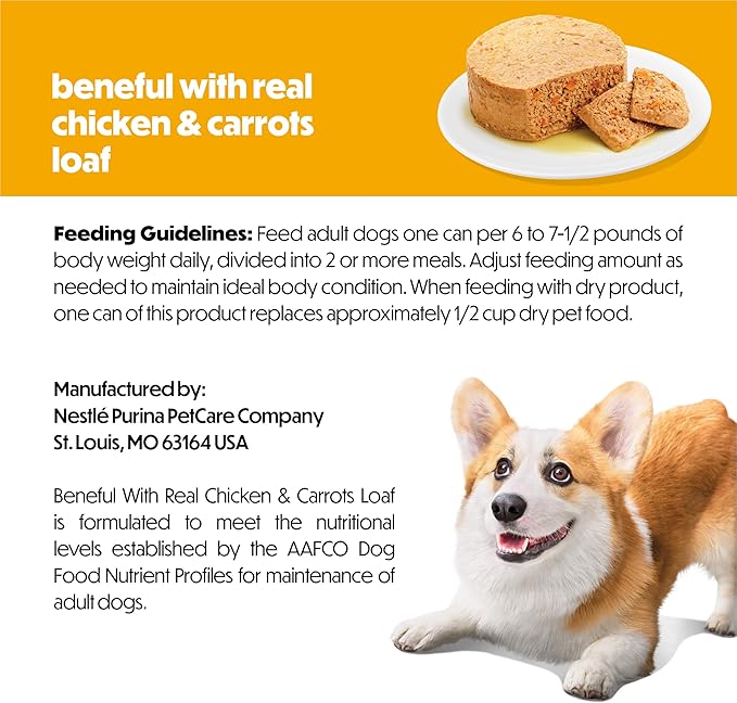 Purina Beneful with Real Chicken and Carrots Wet Dog Food Loaf - 5.5 oz Can (Pack of 12)