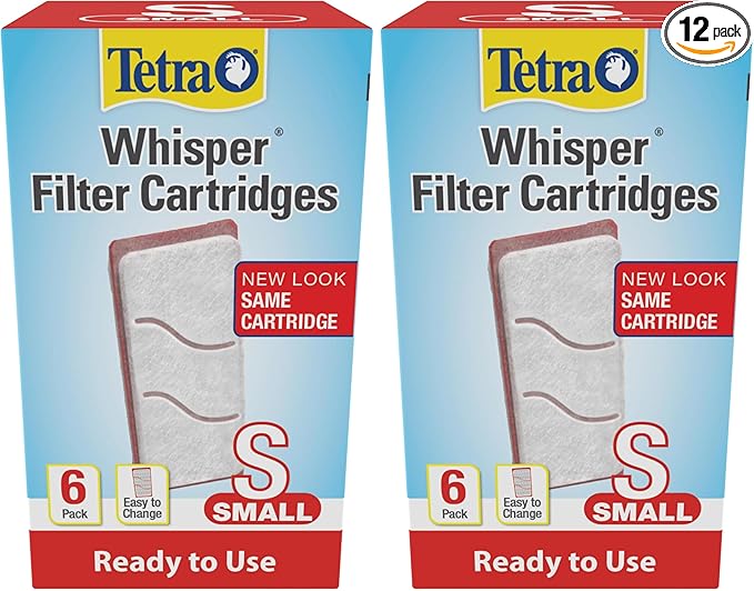 Tetra Whisper Small Filter Cartridges for Aquariums, 12 Count, Ready to Use, Fits Whisper Filters for Fish Tanks 1-4 Gal