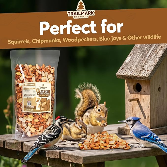 1 LB - Raw Shelled Peanuts For Squirrels, Out of Shell Peanuts For Birds and Wildlife- Squirrel Food, Wild Bird Seed - Grown in The USA