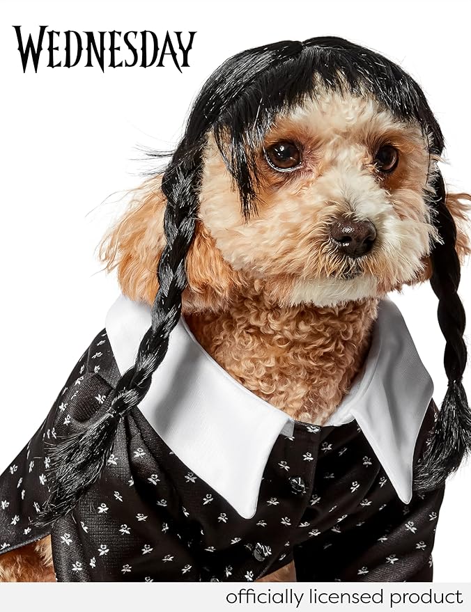 Wednesday TV Series: Wednesday Addams Pet Costume for For Dogs or Cats by Rubies, Small