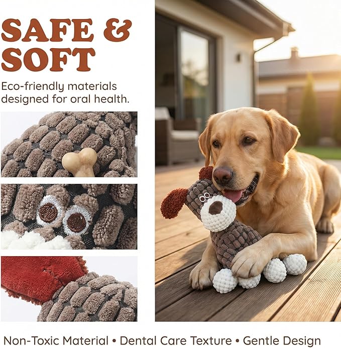 SUJEB Squeaky Chew Plush Toys for Dog Aggressive Chewers, Soft Interactive Puppy Teething Indestructible for Small Medium Large Cats Pets 6.1In