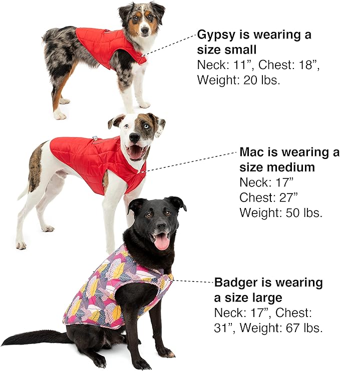 Kurgo Loft Dog Jacket - Reversible Cozy Coat for Outdoor Adventures - Water Resistant - Athletic Fit - Machine Washable Fabric - Reflective Dog Gear - X-Large - Lava Lamp