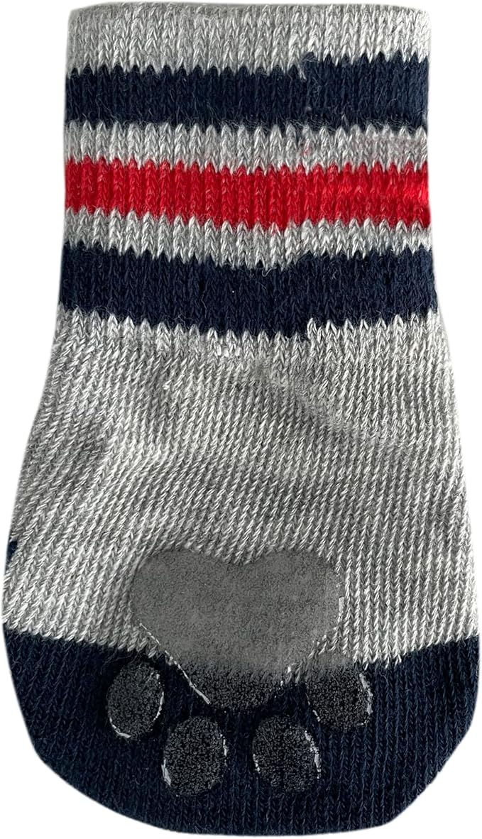 NFL NEW England Patriots Anti Slip Dog Socks with Elastic Ribbed Top, Size X-Small/Small. Indoor/Outdoor Socks, Best Dog Paw Protector, 2 Pairs, Cool Puppy Supplies with NFL Logo of Patriots Team