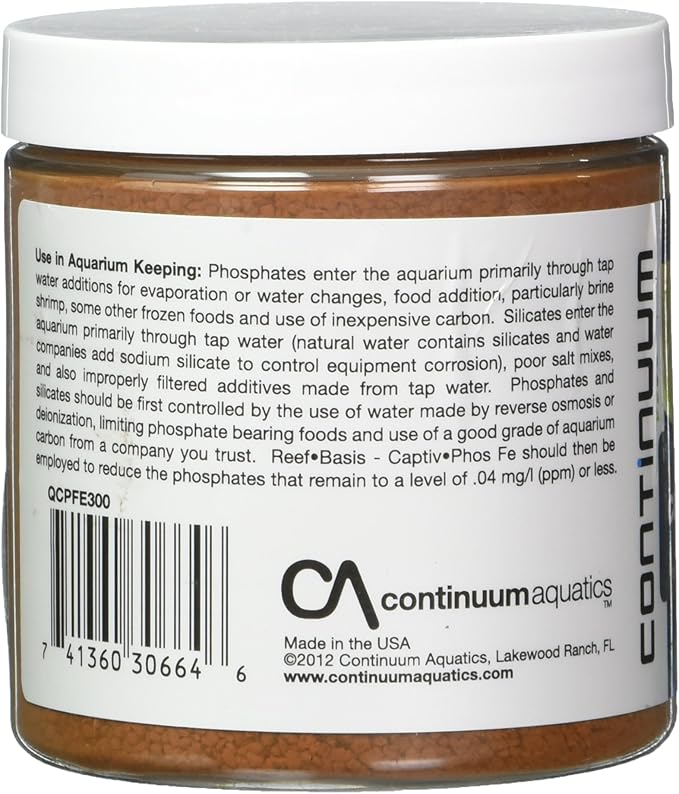 Continuum Aquatics Reef-Basis Captiv Phos Fe - Highly efficient ferric Oxide Filtration Media for Safe and Effective Phosphate Removal in Marine, Reef and Freshwater Aquaria 300-g