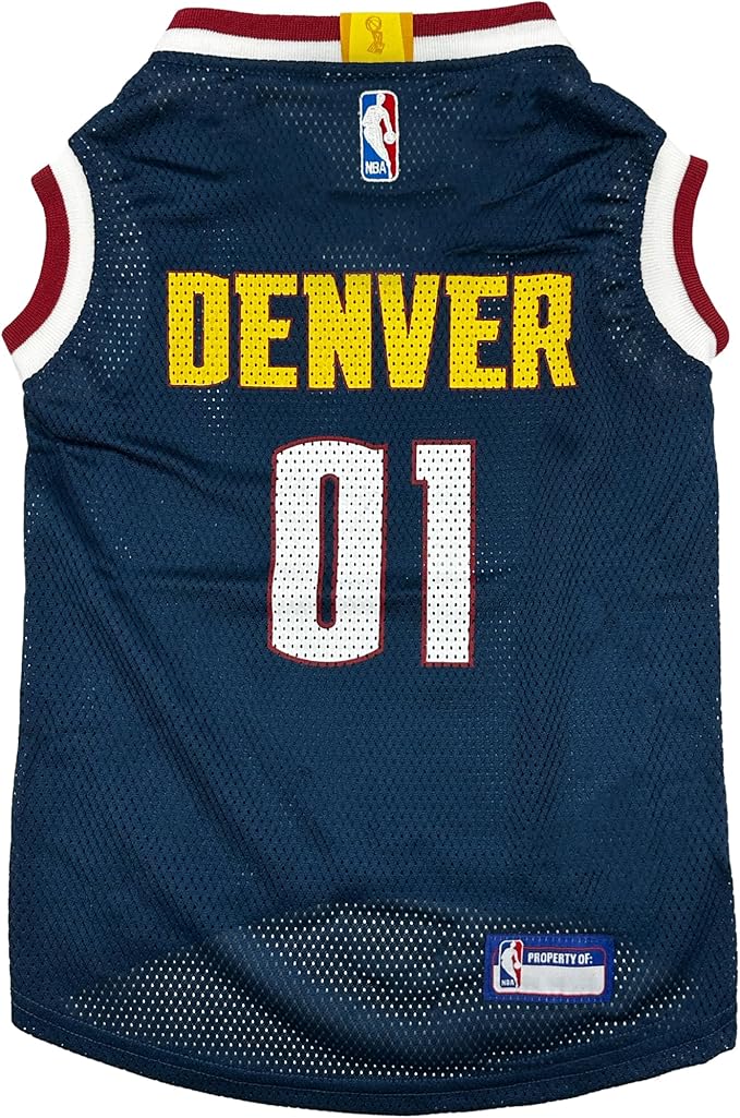 Pets First NBA Denver Nuggets Dog Jersey, Medium- Tank Top Basketball Pet Jersey