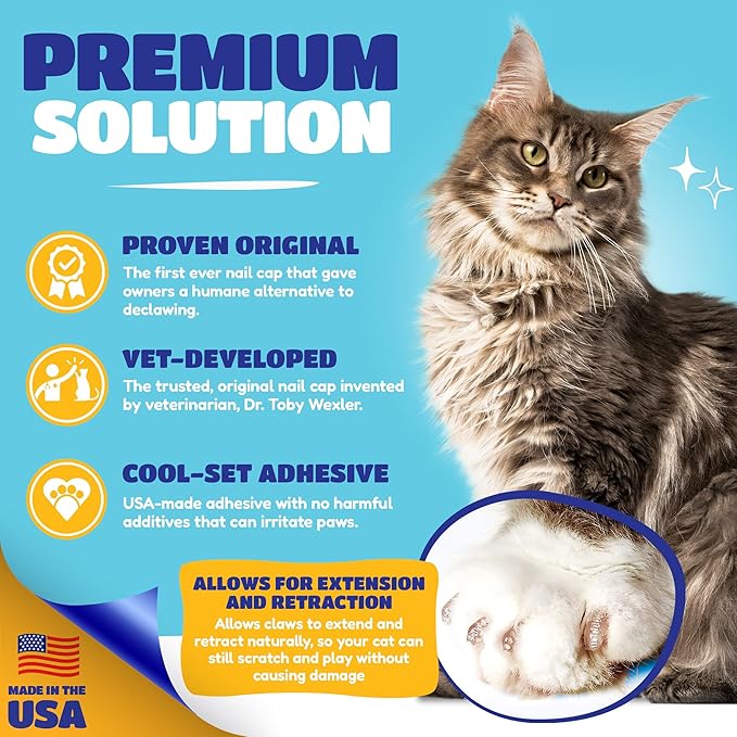Soft Claws Cat Nail Caps for Large Cats – (40 Caps, Red & Green) - Veterinarian-Developed, Non-Toxic | Protects Furniture & Skin-Easy to Apply, Long-Lasting Anti-Scratch Soft Cat Claw Covers