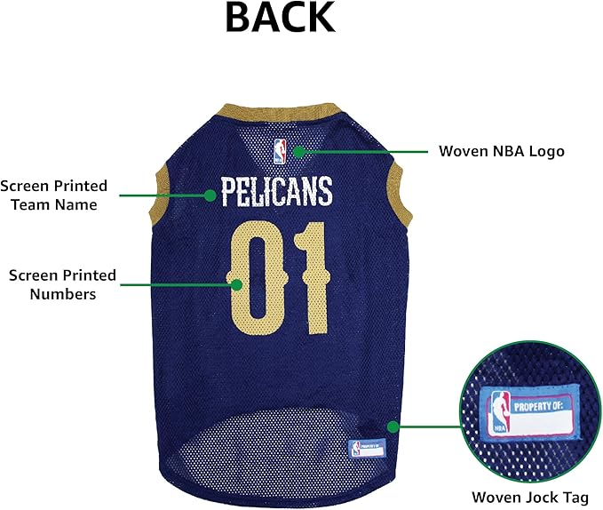 Pets First NBA NEW ORLEANS PELICANS DOG Jersey, Small - Tank Top Basketball Pet Jersey