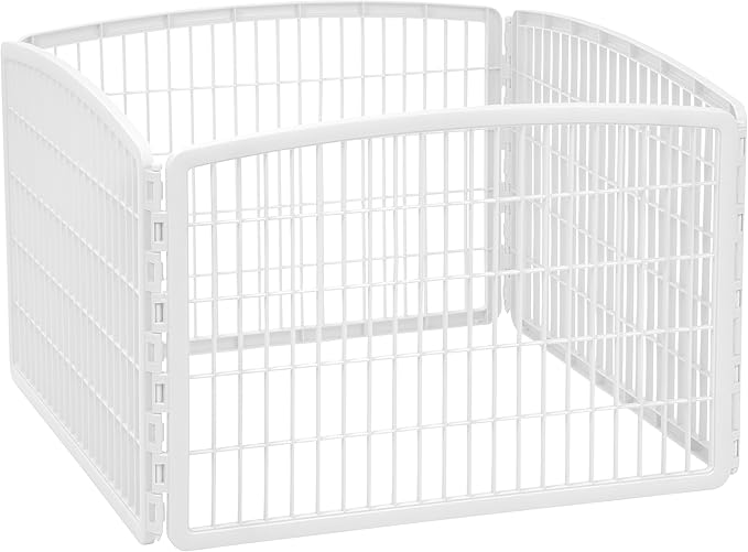 IRIS USA Dog Playpen, 4-Panel 24" Pet Playpen, Puppy Playpen, Indoor/Outdoor Dog Pen, 35 x 35 x 24, Foldable, Customizable, Dark Gray