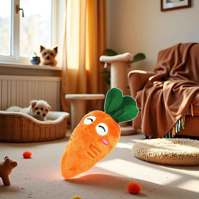 1Pc Orange Soft Puppy Pet Supplies Cute Carrot Plush Chew Squeaker Sound Squeaky Toys for Dog Cat Birthday Xmas Pet Squeak Toy Gifts