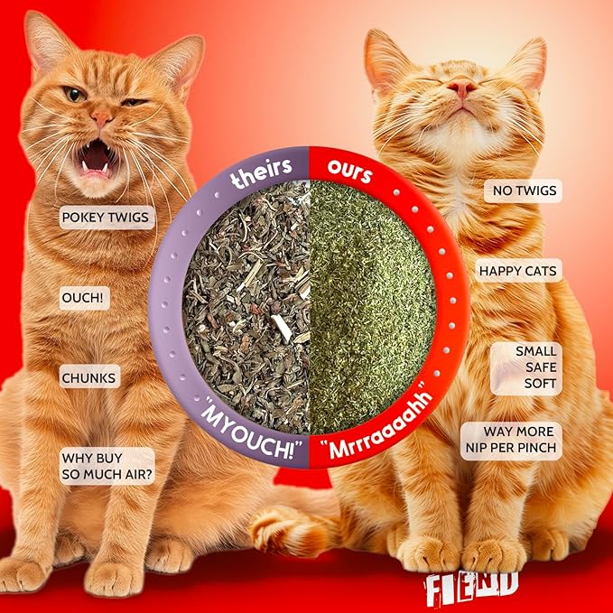 Fiend Catnip + Silvervine for Cats & Kittens Safety-Cut Premium Fine Cat Nip Blend with Vegan Silvervine + Ultra Potent, North American – 1 Cup (34.5g) Go Ahead, Create a Monster!
