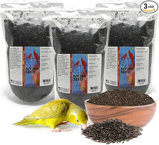 Morning Bird Nyjer Seed for Birds 4.5 lbs (3-Pack, 1.5 lbs Each) – Rich in Natural Healthy Fats – Ideal for Breeding & Molting – Premium Bird Food for Canaries and Other Seed-Eating Birds