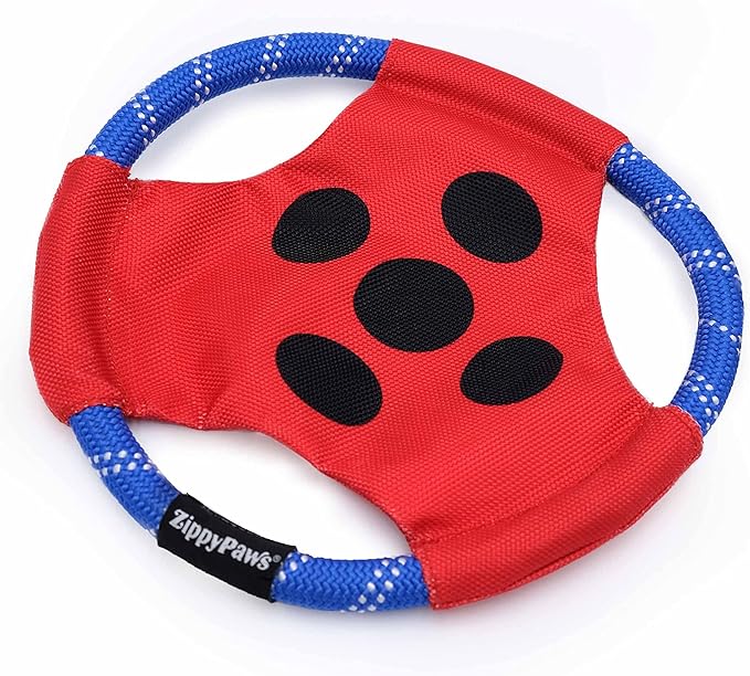 ZippyPaws Rope Gliderz - Durable Outdoor Dog Frisbee Toy, Soft Pet Flying Disc for Beach & Pool, Interactive Rope Frisbee for Fetching, Tough Mountain Climbing Rope - Superhero Show Miraculous Ladybug