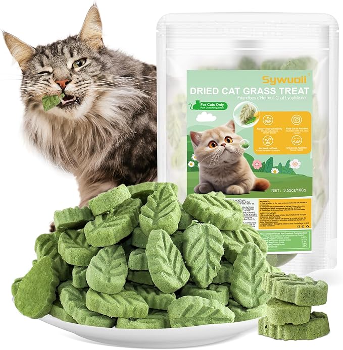 100g/3.52oz Cat Grass Treats, Cat Grass Teething Stick for Hairball Remove and Teeth Cleaning, Edible Cats-Grass Stick Snack