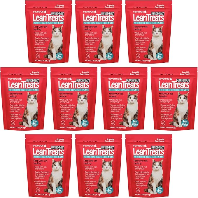 Covetrus Nutrisential Lean Treats for Cats - Soft Cat Treat for Small, Medium, Large Cats - Nutritional Low Fat Bite Size - Chicken Flavor - 10 Pack - 3.5oz