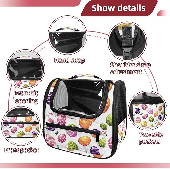 Easter Eggs (3) Cat Backpack Carrier, Breathable Cat Carrier Large Space Bubble Pet Backpack for Kitty Small Dog
